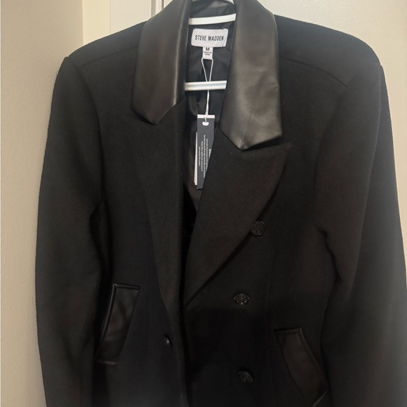 Steve Madden Black Double-Breasted PeaCoat 🧥 in Black - Picture 5 of 5